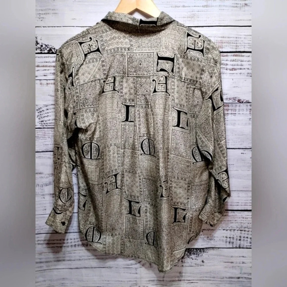 Whistles Silk Blouse size Small in Gold/Black Symbols‎ Button Down Casual - Picture 4 of 5